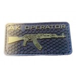 Нашивка PVC/ПВХ с велкро "AK OPERATOR" (олива на черном) размер 80х40мм 1-000266